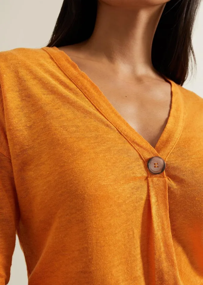 Leah Linen Top Orange Women Phase Eight Tops and TShirts