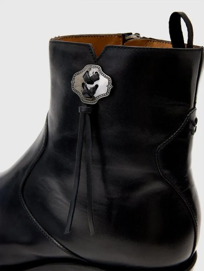 Leather Boots Men John Varvatos WALKER TASSLE ZIP BOOT Black