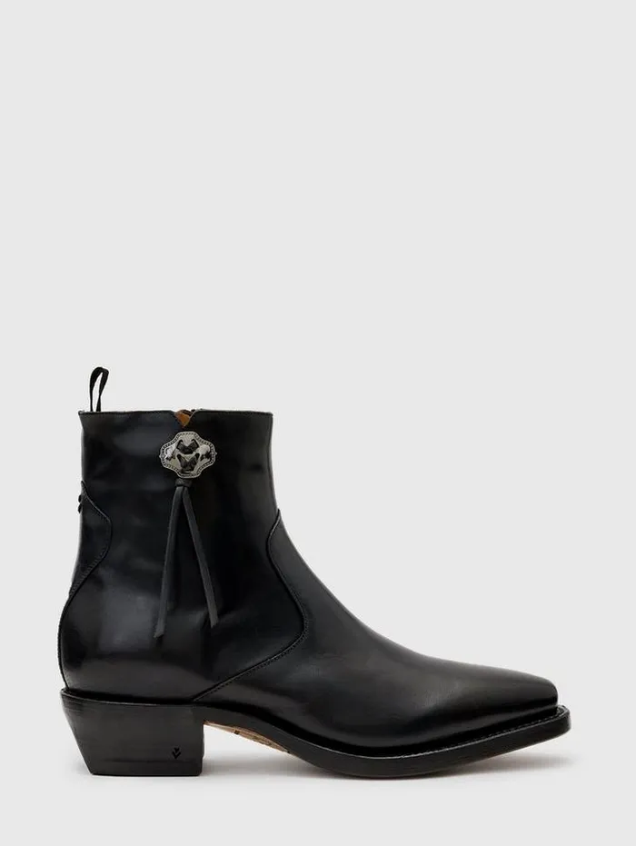 Leather Boots Men John Varvatos WALKER TASSLE ZIP BOOT Black