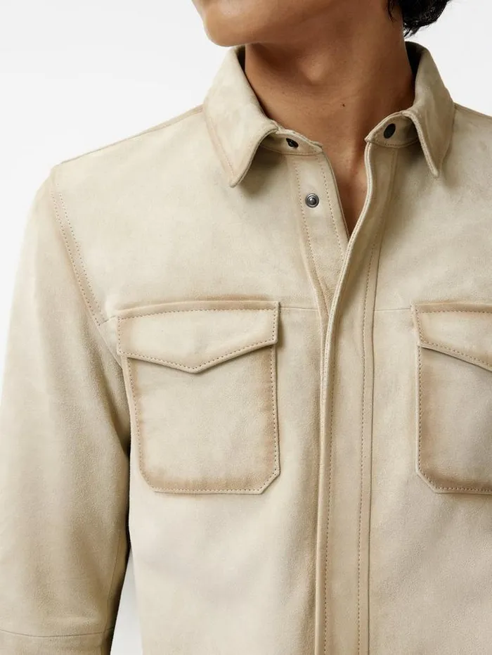 Leather Jackets Men John Varvatos IZZY SHIRT JACKET Mushroom