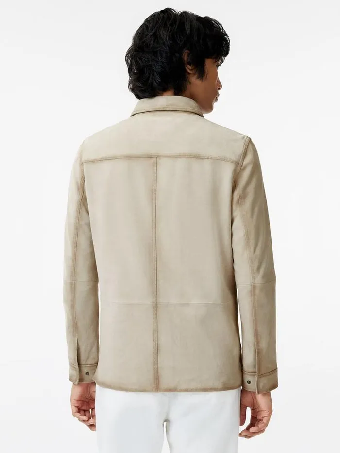 Leather Jackets Men John Varvatos IZZY SHIRT JACKET Mushroom
