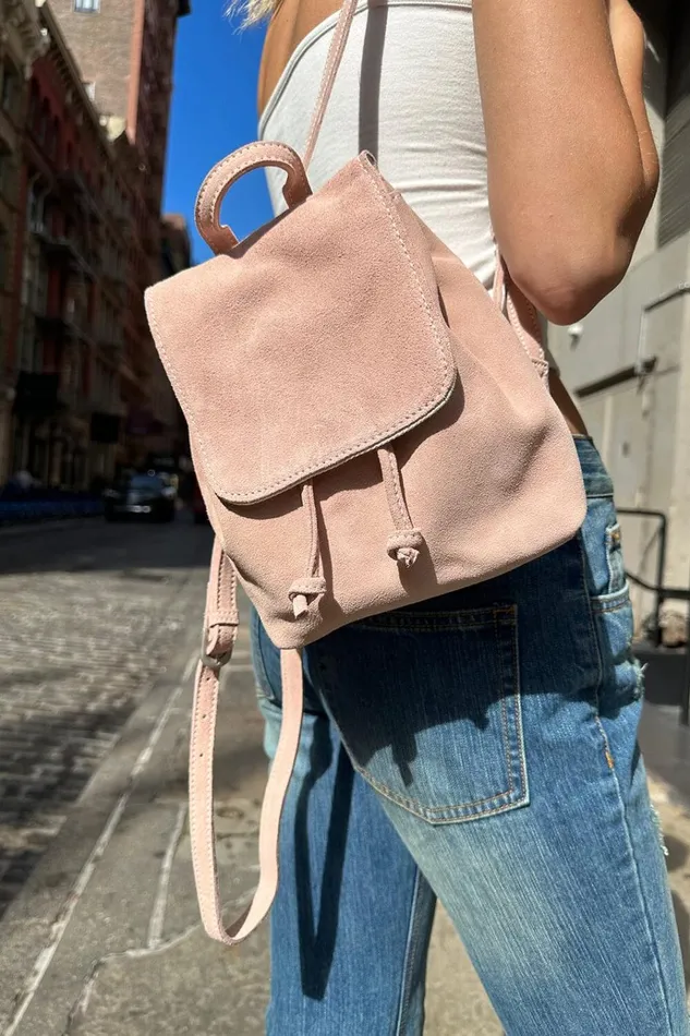 Leather Mini Backpack Pastel Pink Women Brandy Melville Bags and Backpacks