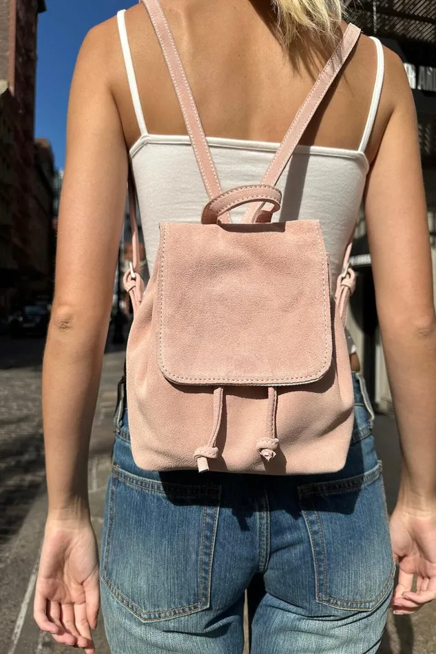 Leather Mini Backpack Pastel Pink Women Brandy Melville Bags and Backpacks