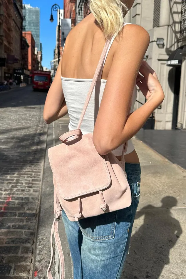 Leather Mini Backpack Pastel Pink Women Brandy Melville Bags and Backpacks