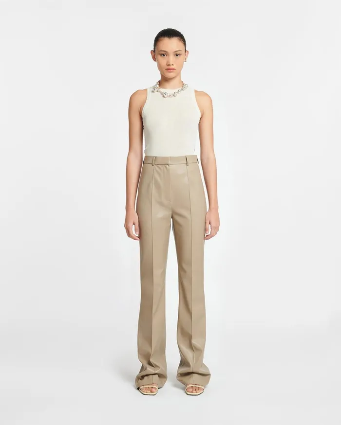 Leena Okobor AltLeather Pants Ashy Taupe Women Nanushka Bottoms