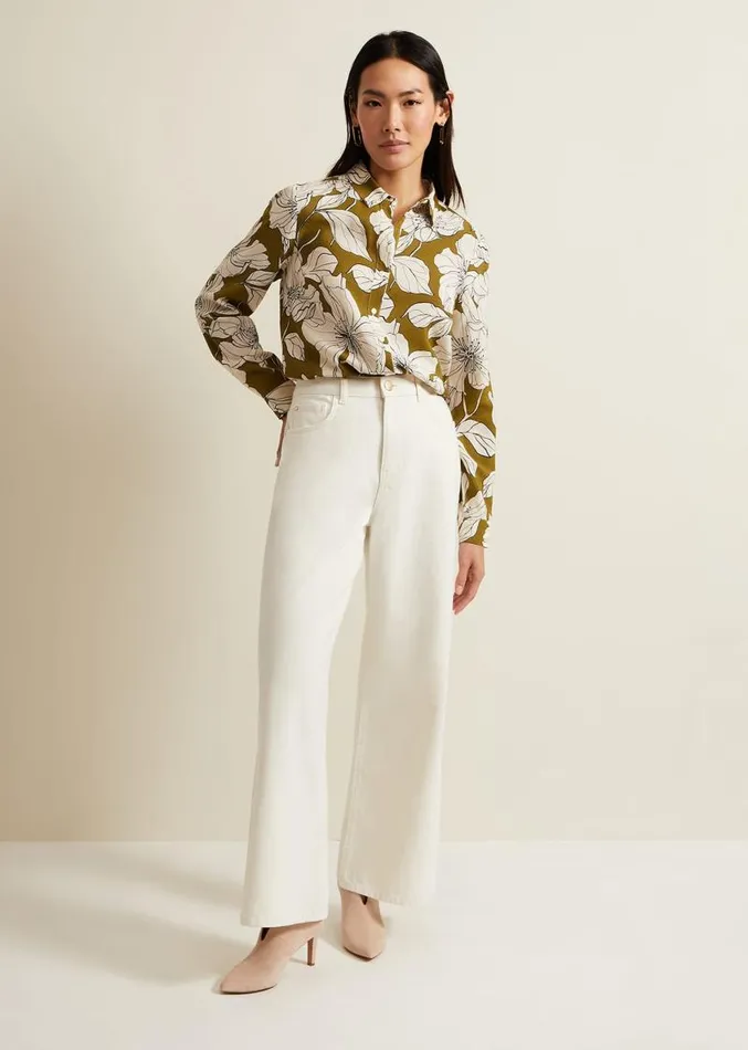Lena Linear Floral Shirt Olive Women Phase Eight Shirts and Blouses