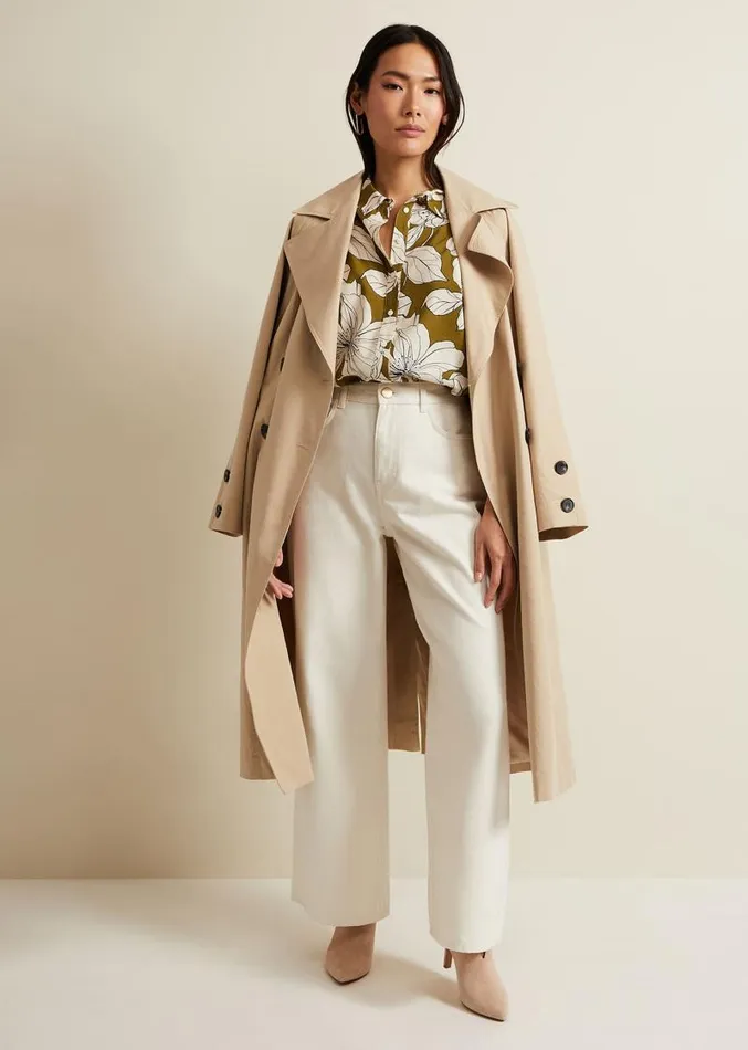 Lena Linear Floral Shirt Olive Women Phase Eight Shirts and Blouses