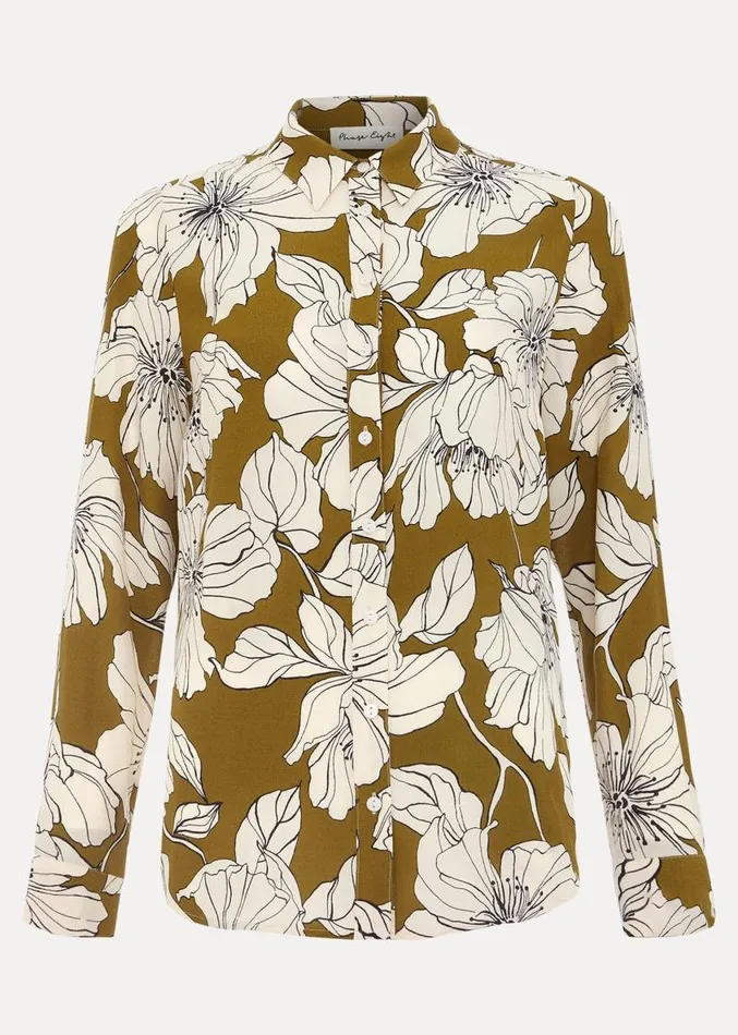 Lena Linear Floral Shirt Olive Women Phase Eight Shirts and Blouses