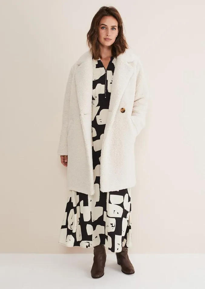 Libbie Longline Teddy Coat Ivory Women Phase Eight Coats