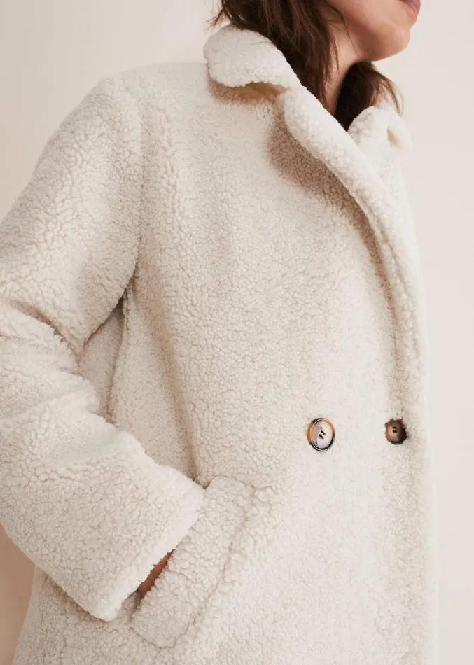 Libbie Longline Teddy Coat Ivory Women Phase Eight Coats