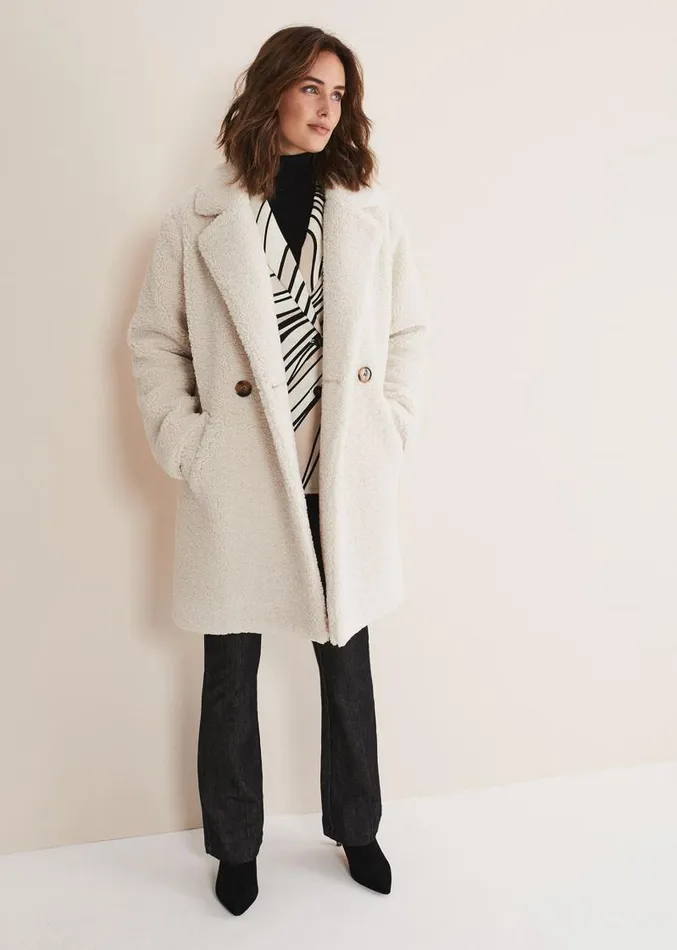 Libbie Longline Teddy Coat Ivory Women Phase Eight Coats