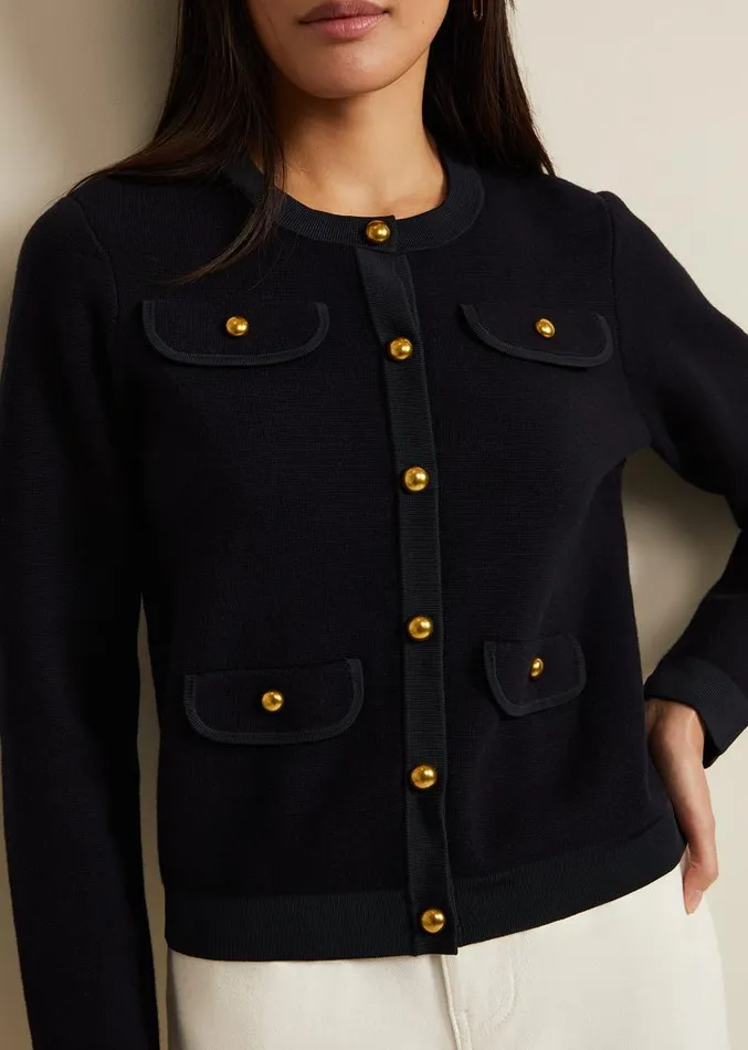 Libby Knitted Jacket Navy Women Phase Eight Jackets