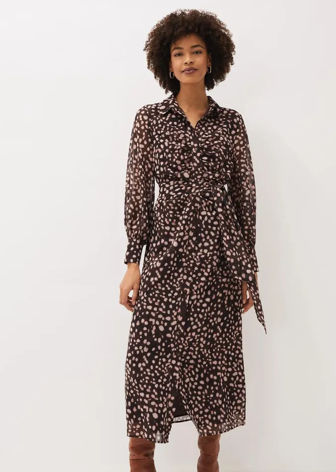 Libby Spot Print Midi Dress Pink Multi Women Phase Eight Dresses