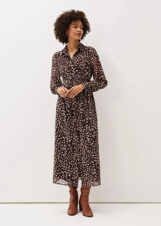 Libby Spot Print Midi Dress Pink Multi Women Phase Eight Dresses