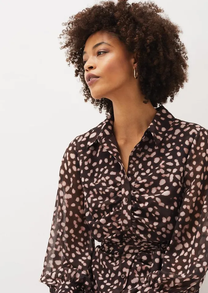 Libby Spot Print Midi Dress Pink Multi Women Phase Eight Dresses