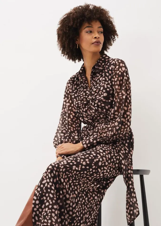 Libby Spot Print Midi Dress Pink Multi Women Phase Eight Dresses