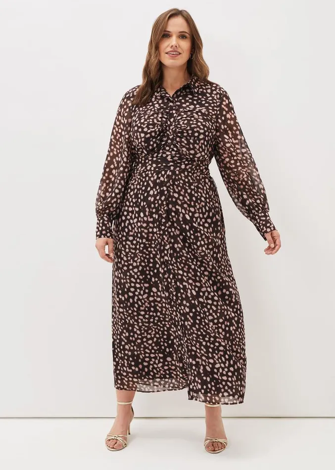 Libby Spot Print Midi Dress Pink Multi Women Phase Eight Dresses