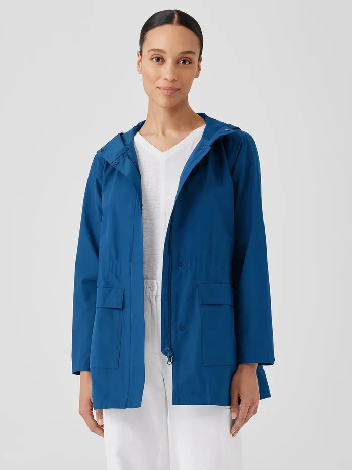Light Cotton Nylon Hooded Coat Atlantis Women Eileen Fisher Jackets Coats and Vests