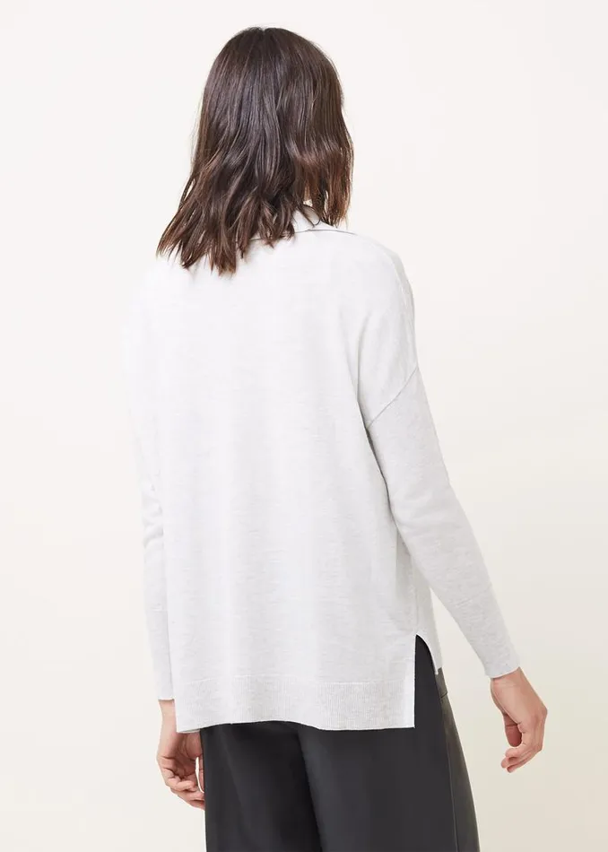 Lillianne Polo Neck Fine Knit Jumper Pale Grey Women Phase Eight Knitwear