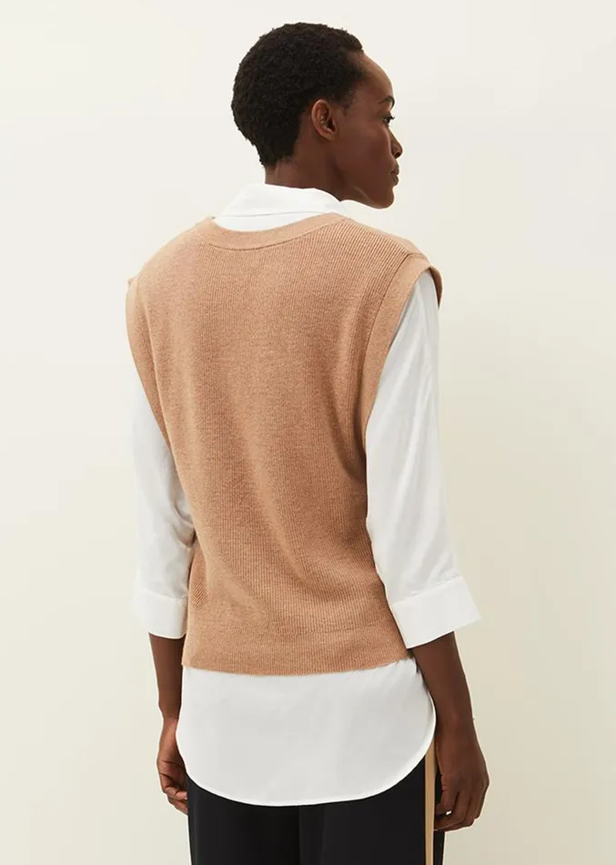 Liv Button Knit Tabard Camel Women Phase Eight Knitwear