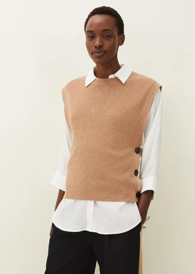 Liv Button Knit Tabard Camel Women Phase Eight Knitwear