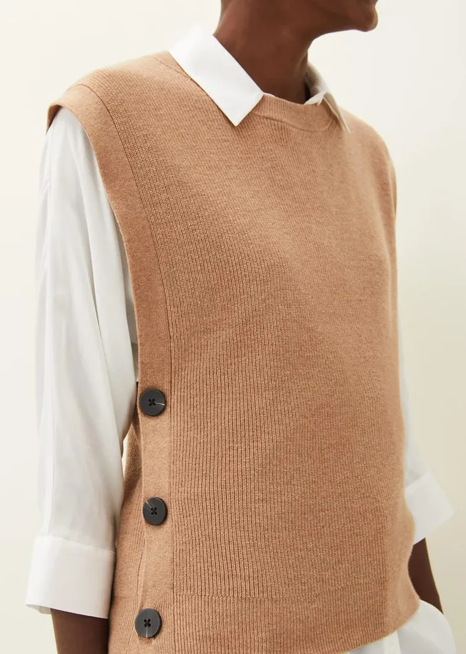 Liv Button Knit Tabard Camel Women Phase Eight Knitwear