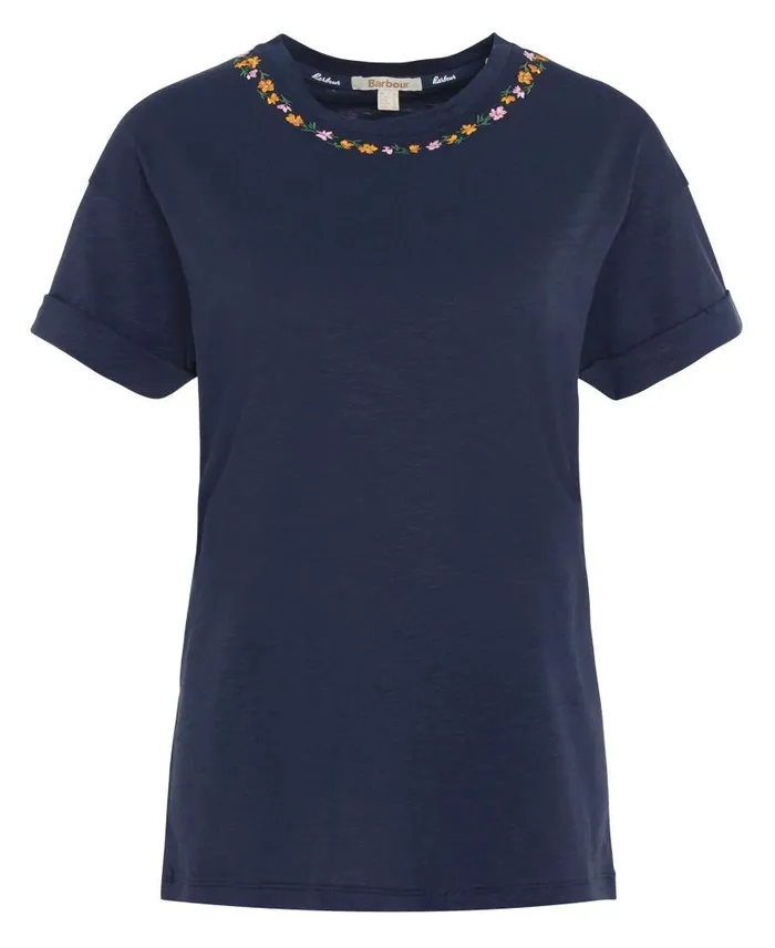 Longfield Floral TShirt Classic White Women Barbour TShirts