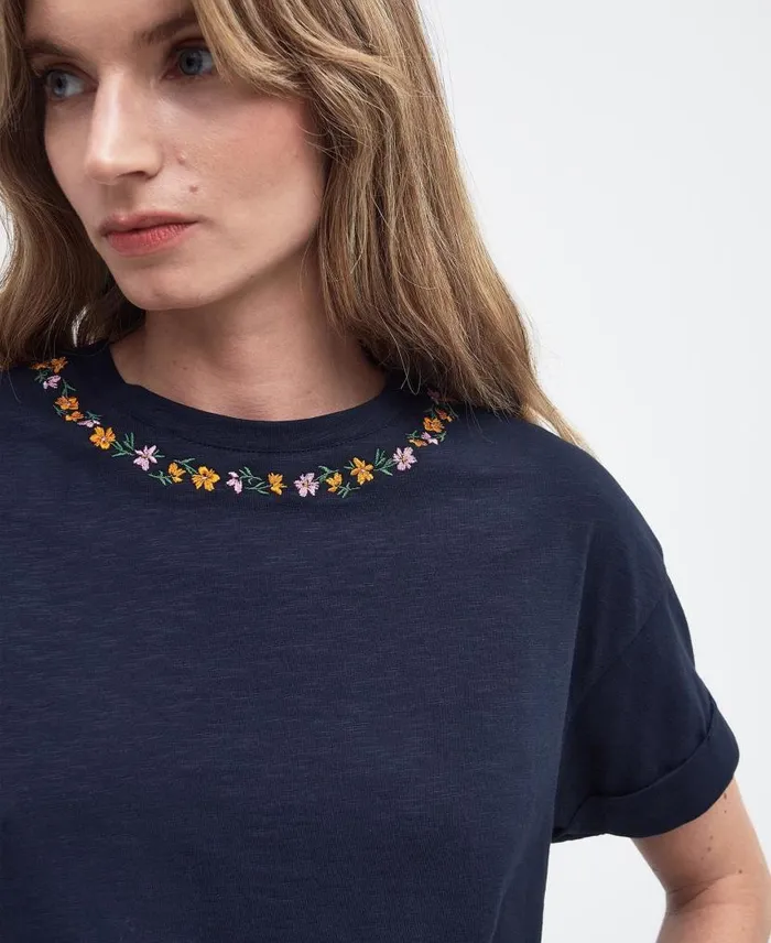 Longfield Floral TShirt Classic White Women Barbour TShirts