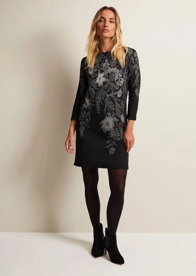 Loreina Floral Tunic Dress Black Women Phase Eight Dresses