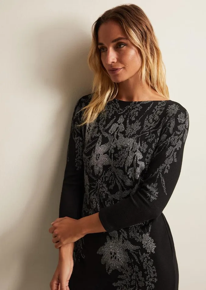 Loreina Floral Tunic Dress Black Women Phase Eight Dresses