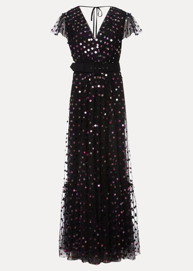 Loren Sequin Spot Tulle Maxi Dress Blackmulti Women Phase Eight Dresses