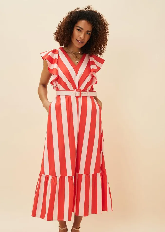 Lottie Stripe Maxi Dress Firepink Women Phase Eight Dresses