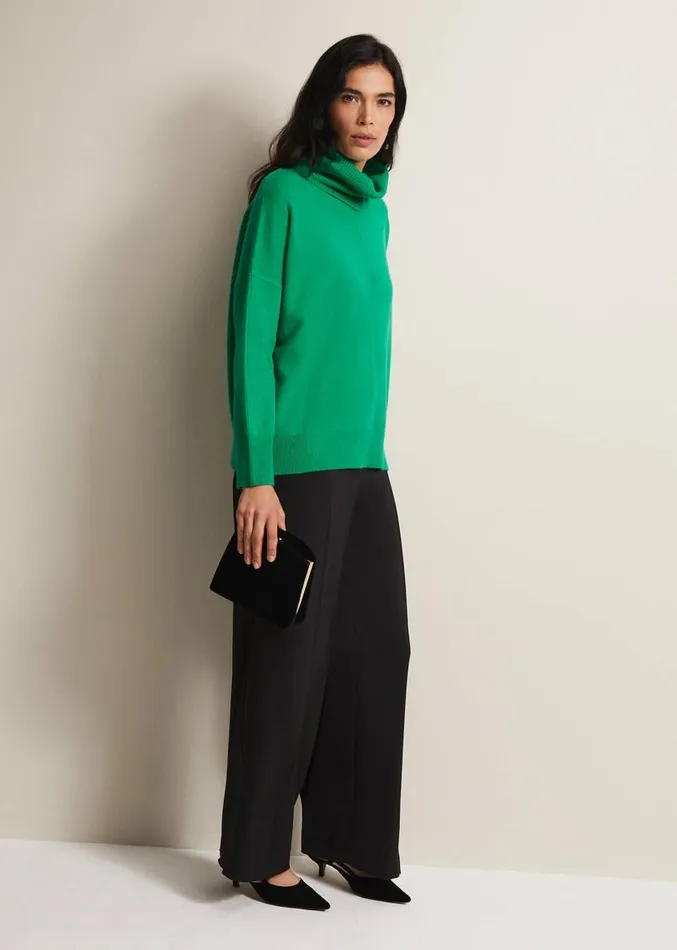 Louanna Roll Neck Wool Cashmere Jumper Bright Green Women Phase Eight Knitwear Louanna Roll Neck Wool Cashmere Jumper Bright Green Women Phase Eight Knitwear