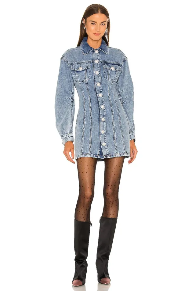 Lovers and Friends Denim Women Alexis Mini Dress Palladium