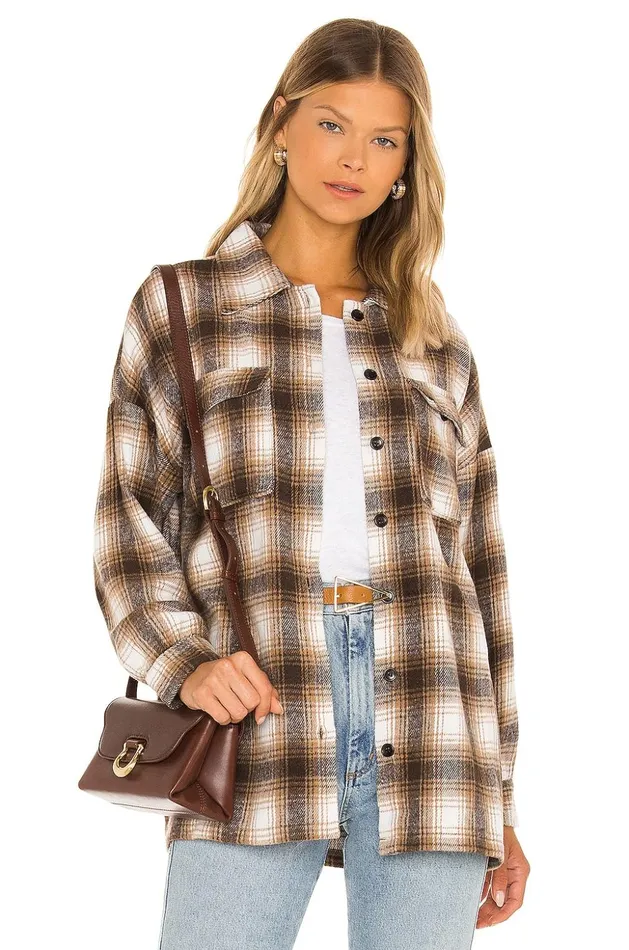 Lovers and Friends Jackets and Coats Women Harlow Flannel Shacket Brown