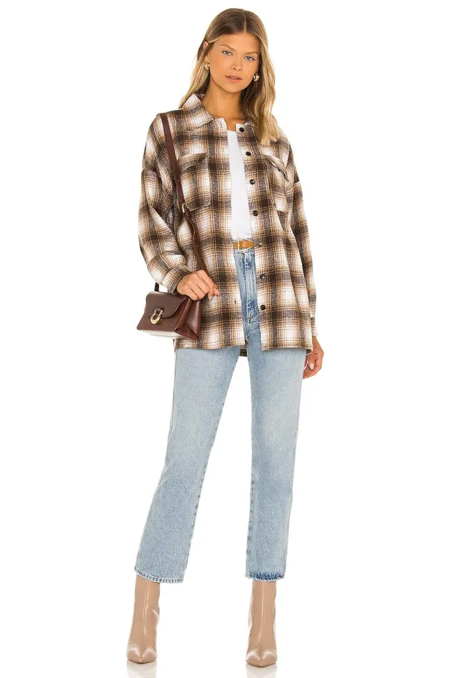Lovers and Friends Jackets and Coats Women Harlow Flannel Shacket Brown Lovers and Friends Jackets and Coats Women Harlow Flannel Shacket Brown