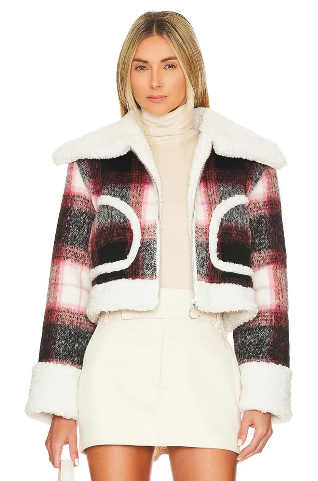 Lovers and Friends Jackets and Coats Women Natalie Cropped Jacket Red and Black Check