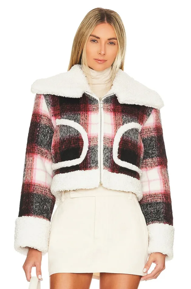 Lovers and Friends Jackets and Coats Women Natalie Cropped Jacket Red and Black Check