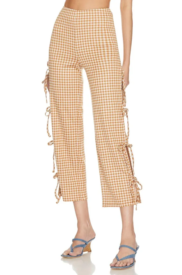 Lovers and Friends Pants Women Chelsea Pant Brown and White