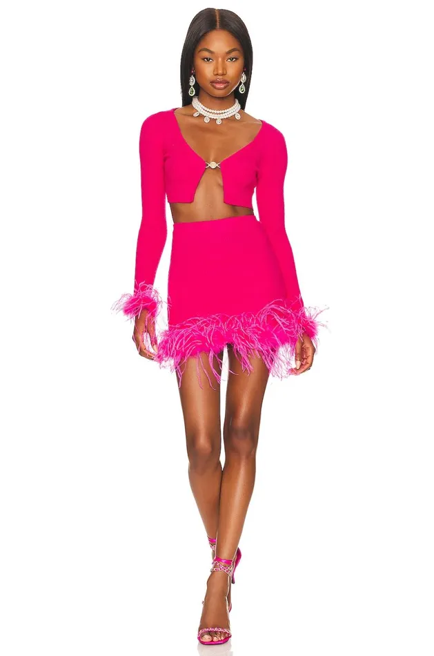 Lovers and Friends Skirts Women Emi Feather Mini Skirt Hot Pink