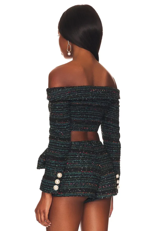 Lovers and Friends Tops Women Alexandria Cropped Top Black and Blue Multi