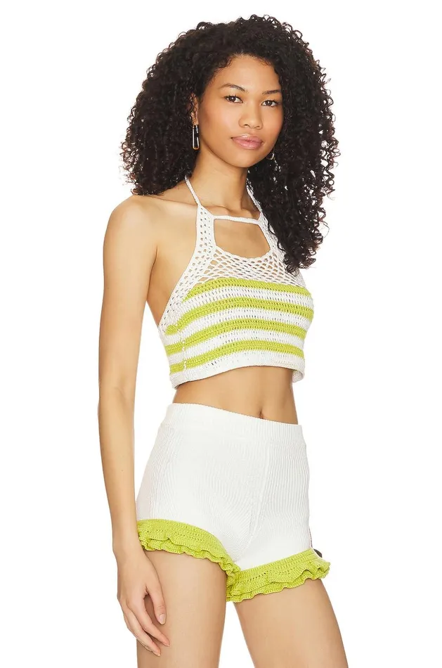 Lovers and Friends Tops Women Tahlia Crochet Top Lime and White Lovers and Friends Tops Women Tahlia Crochet Top Lime and White