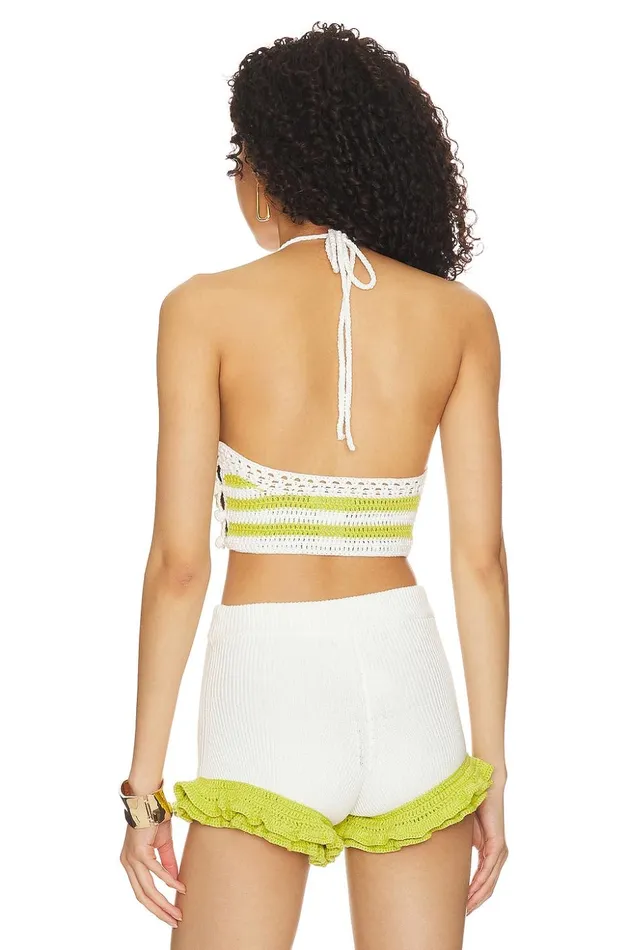 Lovers and Friends Tops Women Tahlia Crochet Top Lime and White Lovers and Friends Tops Women Tahlia Crochet Top Lime and White
