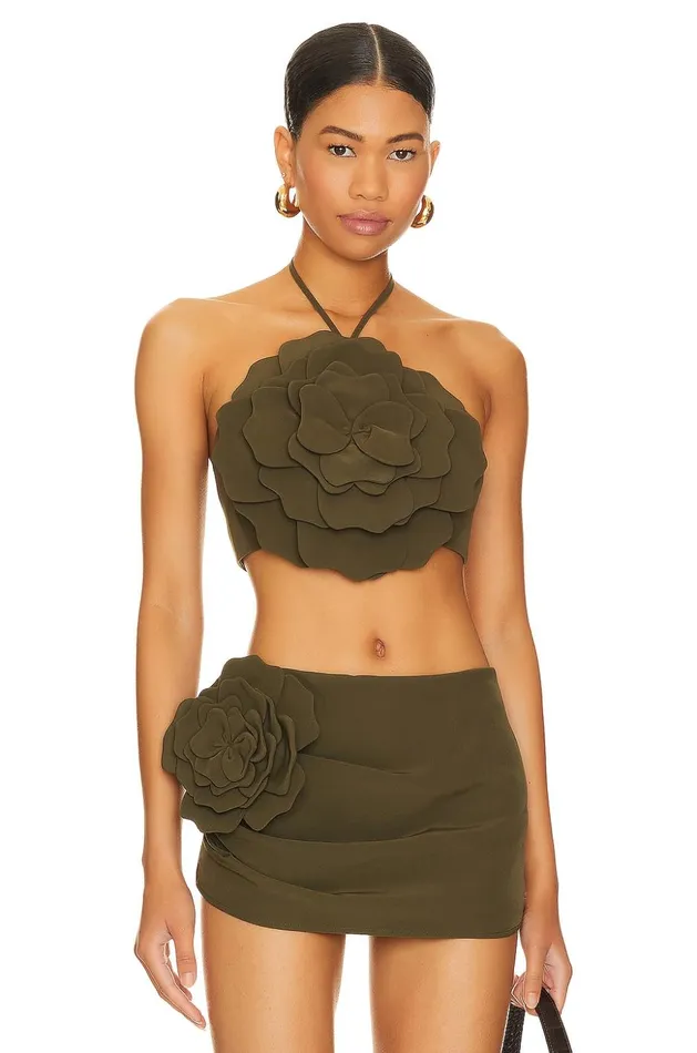 Lovers and Friends Tops Women Zora Crop Top Olive Green