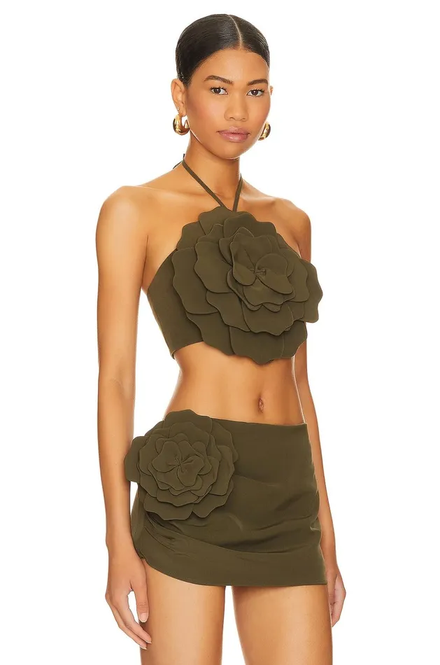 Lovers and Friends Tops Women Zora Crop Top Olive Green Lovers and Friends Tops Women Zora Crop Top Olive Green