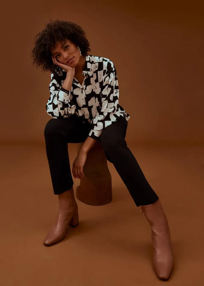 Luana Geo Print Blouse Blackcream Women Phase Eight Shirts and Blouses
