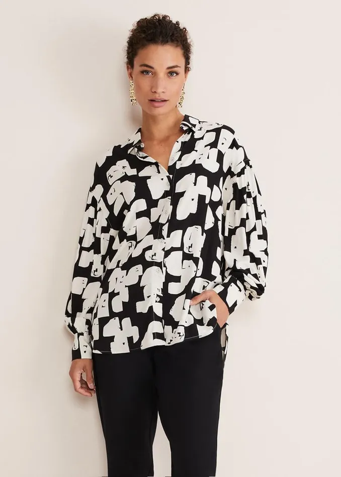 Luana Geo Print Blouse Blackcream Women Phase Eight Shirts and Blouses