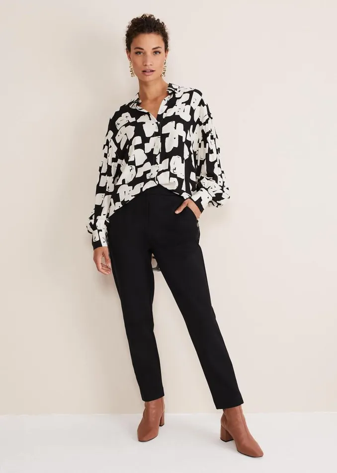 Luana Geo Print Blouse Blackcream Women Phase Eight Shirts and Blouses