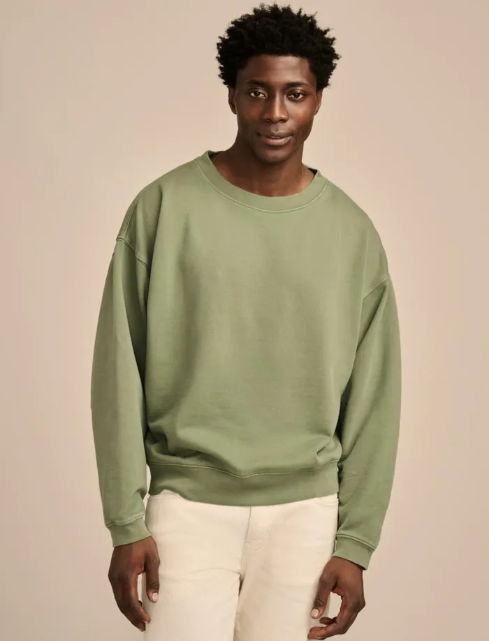 Lucky Brand Activewear Men Relaxed Fleece Crew Laurel Wreath