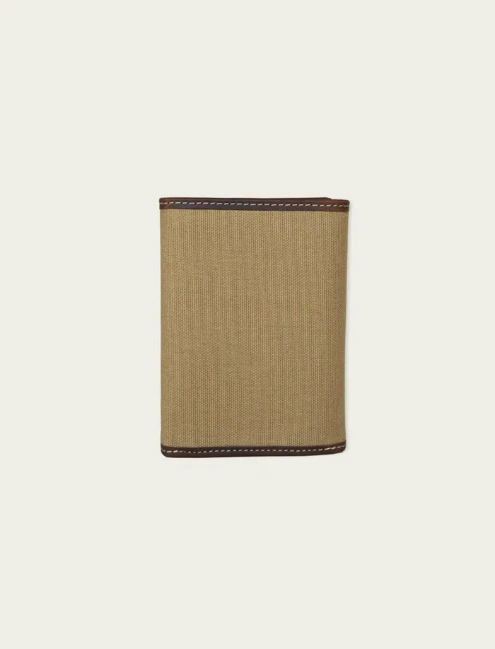 Lucky Brand Bags and Wallets Men Canvas With Leather Trim Trifold Wallet Natural